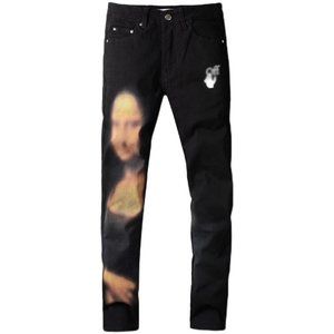 creative oil painting character print jeans